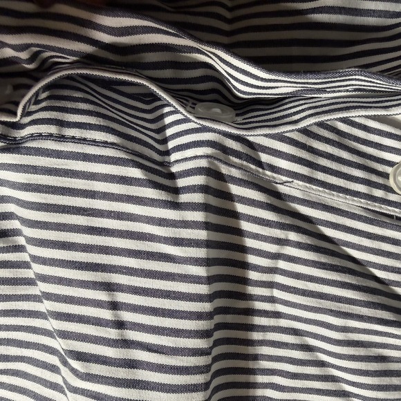 NWT Steve Madden Women's Polished M White/blue Pinstripe Button-Up Peplum Shirt - Picture 11 of 16